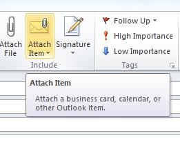 Attach Item in Outlook