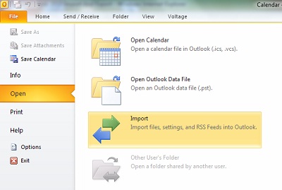 Import Outlook 2010