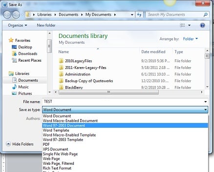 Exchanging Files Between Older Versions of Microsoft Office and Office 2007