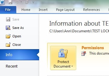 WORD   Protect Document