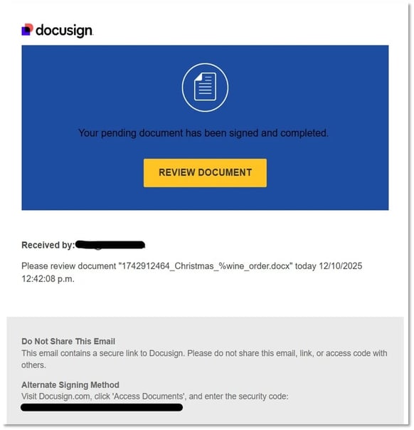 Docusign Phishing Document