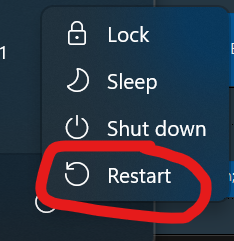 Restart in Windows 11