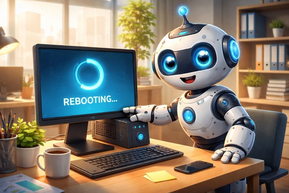 Robot Rebooting a PC - Ekaru Blog